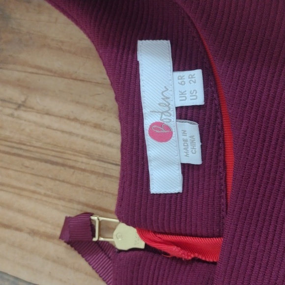 Boden Dark Pink Elsa Ottoman Ribbed Knit Body Con Sheath Dress w Belt - Picture 8 of 14